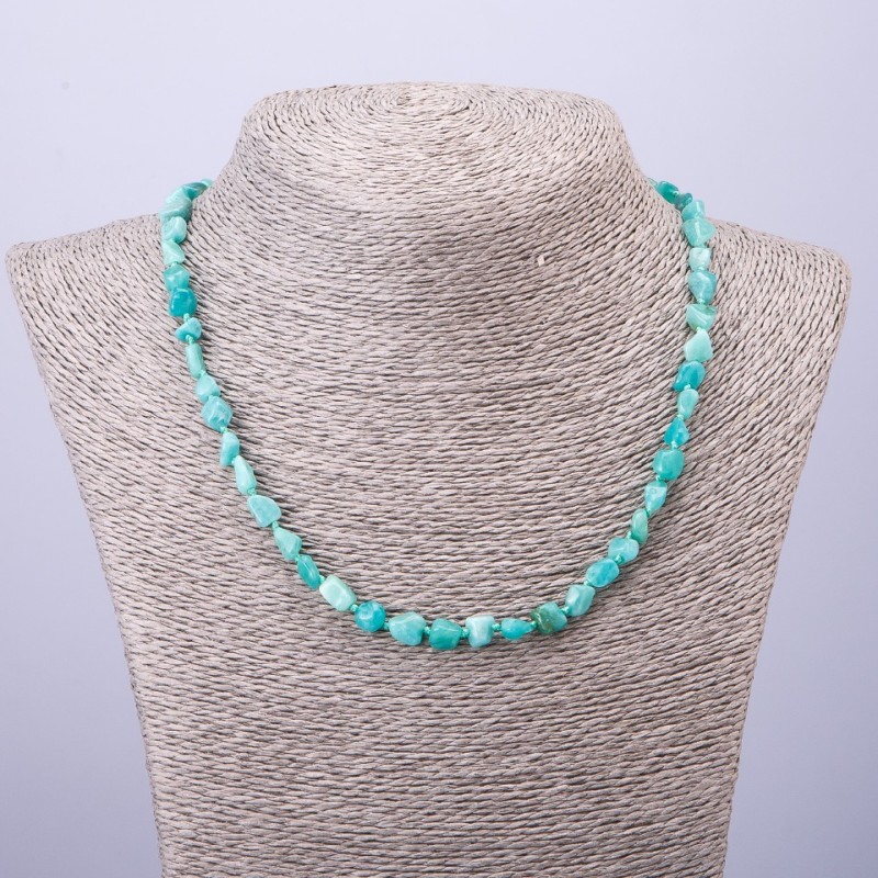 Collier en amazonite facettée, diamètre 5–7 mm, longueur 47 cm