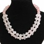 Enchère : Collier Cléopâtre en quartz rose 25×12 mm et perles de 12 mm, longueur 47 cm