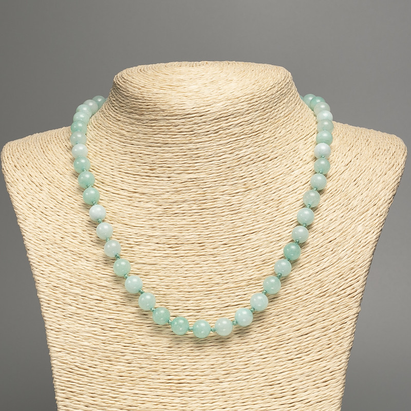 Collier en Larimar, perles rondes lisses, diamètre 8 mm, longueur 51 cm