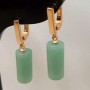 Boucles d'oreilles en néphrite, pierre naturelle, cylindre, diamètre 17,5 × 8 mm ±, longueur 3,5 cm ±