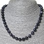Collier en aventurine synthétique «Nuit du Caire» bleu sable, bille facettée de 9 mm, longueur 45 cm