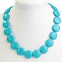 Collier bleu turquoise (artificiel) perles en forme de pièce de 20 mm, longueur 46 cm