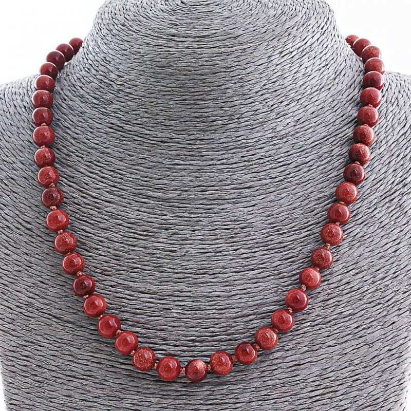 Collier en aventurine synthétique «Sable doré», perles de 8 mm, longueur 50 cm+