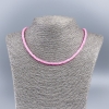 Collier-choker en nacre naturelle (teintée) couleur rose clair framboise, rondelle lisse, diamètre 4 × 2 mm, longueur environ 48 cm