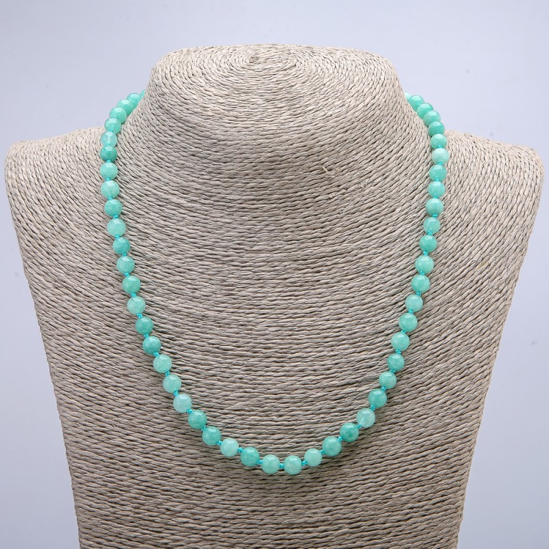 Collier en jadéite naturelle, boule lisse, diamètre 6 mm (±), longueur 46 cm (+)