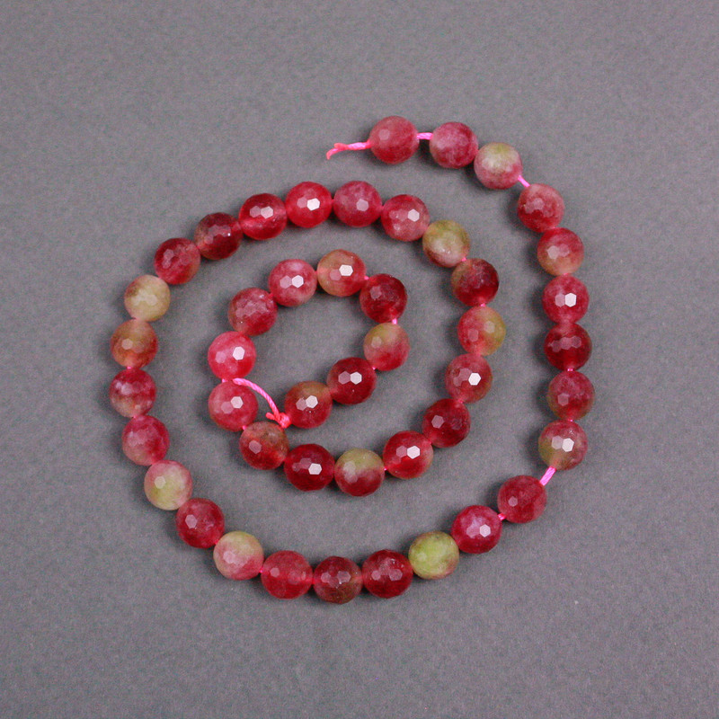 Perles sur fil Tourmaline polychrome, boule facettée, diamètre 8 mm ±, longueur 38 cm ±