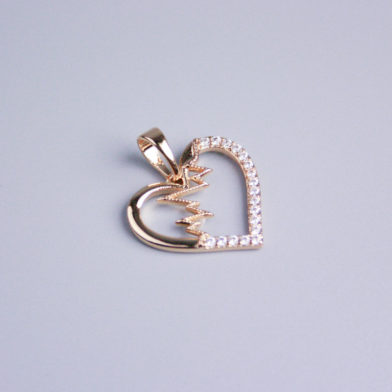 Pendentif Xuping plaqué or 18K «Cœur» avec strass blancs, diamètre 13×18 mm+