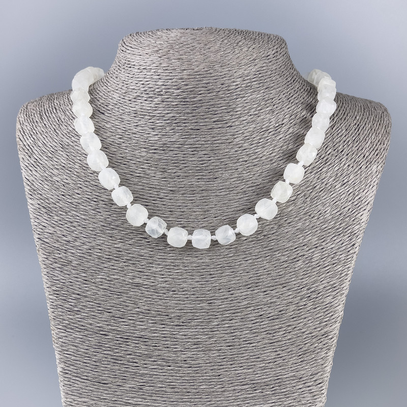 Collier en cristal de roche de montagne naturel, cube facetté, diamètre 9×9 mm, longueur 50 cm