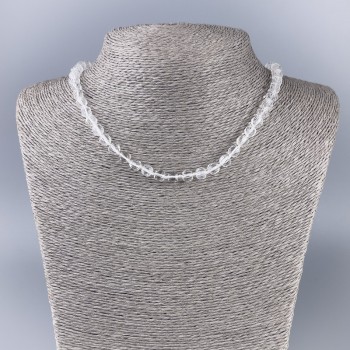 Collier en cristal de roche facetté, cube, diamètre 5,5 × 5,5 mm ±, longueur 48 cm ±