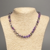 Collier en verre opalescent «Caméléon violet», perles lisses de 8 mm de diamètre, longueur 49 cm+