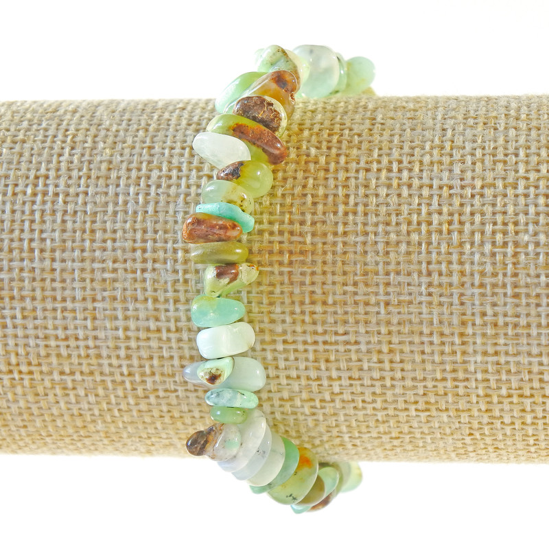 Bracelet chrysoprase, pierres naturelles en éclats, diamètre 7×3 mm, longueur 18 cm ± (élastique)