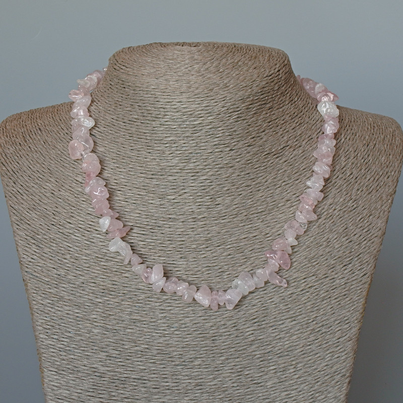 Collier en quartz rose naturel, grains de quartz, diamètre 8×4 mm, longueur 45 cm±