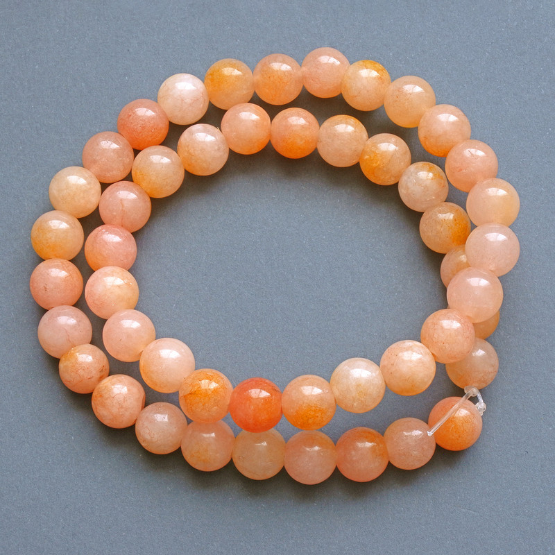 Perles de quartz teinté, billes rondes lisses, diamètre 10 mm ±, longueur 38 cm ±, sur fil