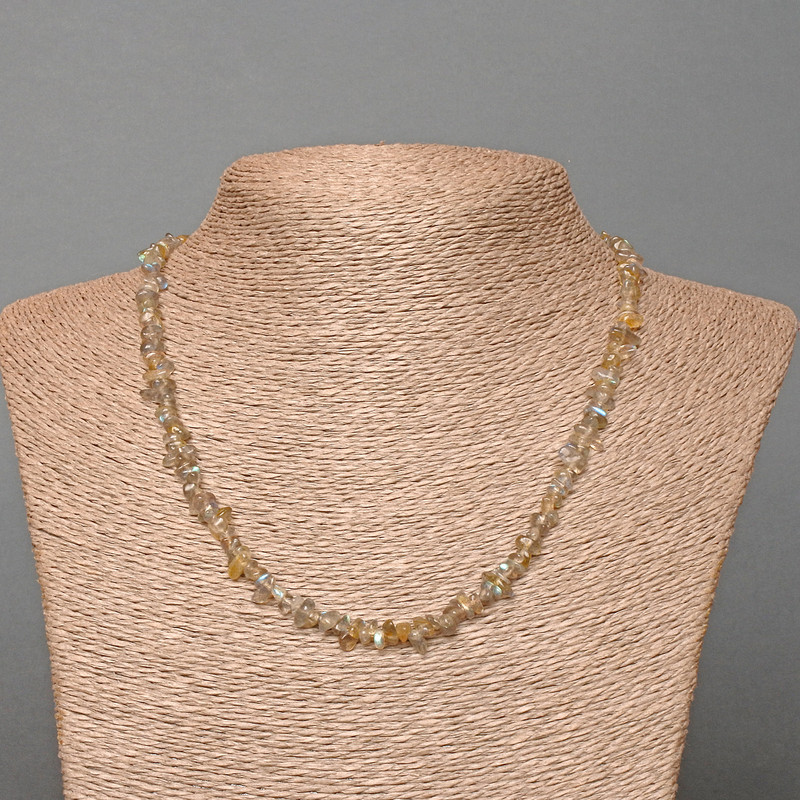 Collier en labradorite naturelle, grains de 4×2 mm, longueur 47 cm
